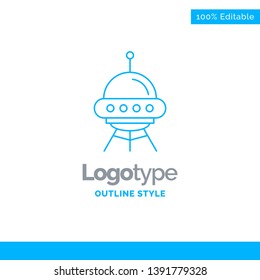 Blue Logo design for space ship, space, ship, rocket, alien. Business Concept Brand Name Design and Place for Tagline. Creative Company Logo Template. Blue and Gray Color logo design 100% Editable Tem