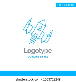 Blue Logo design for spacecraft, spaceship, ship, space, alien. Business Concept Brand Name Design and Place for Tagline. Creative Company Logo Template. Blue and Gray Color logo design 100% Editable 