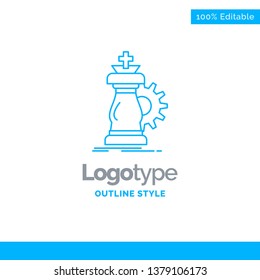 Blue Logo design for strategy, chess, horse, knight, success. Business Concept Brand Name Design and Place for Tagline. Creative Company Logo Template. Blue and Gray Color logo design 100% Editable Te