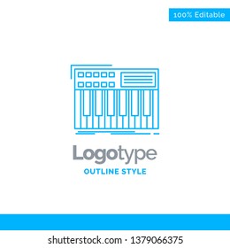 Blue Logo design for synth, keyboard, midi, synthesiser, synthesizer. Business Concept Brand Name Design and Place for Tagline. Creative Company Logo Template. Blue and Gray Color logo design 100% Edi