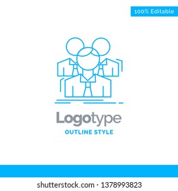 Blue Logo design for Team, teamwork, Business, Meeting, group. Business Concept Brand Name Design and Place for Tagline. Creative Company Logo Template. Blue and Gray Color logo design 100% Editable T