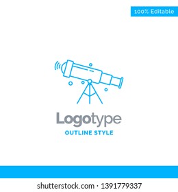 Blue Logo design for telescope, astronomy, space, view, zoom. Business Concept Brand Name Design and Place for Tagline. Creative Company Logo Template. Blue and Gray Color logo design 100% Editable Te