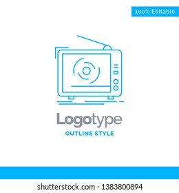 Blue Logo design for tv, ad, advertising, television, set. Business Concept Brand Name Design and Place for Tagline. Creative Company Logo Template. Blue and Gray Color logo design 100% Editable Templ