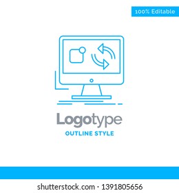 Blue Logo design for update, app, application, install, sync. Business Concept Brand Name Design and Place for Tagline. Creative Company Logo Template. Blue and Gray Color logo design 100% Editable Te