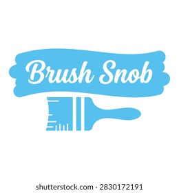 A blue logo featuring a paintbrush and the text Brush Snob, symbolizing artistry