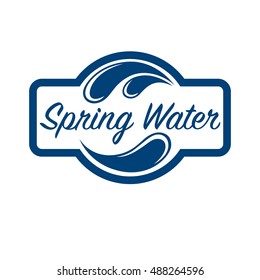 Blue Logo . Label For Mineral Water. Aqua Icon . Vector Illustration Isolated On White Background