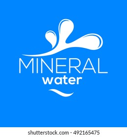 Blue logo . Label for mineral water. Aqua icon . Vector Illustration isolated on white background