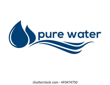 Blue logo . Label for mineral water. Aqua icon . Vector Illustration isolated on white background