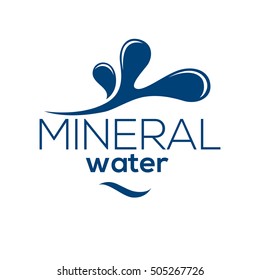 Blue logo . Label for mineral water. Aqua icon . Vector Illustration isolated on white background