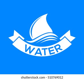 Blue logo . Label for mineral water. Aqua icon . Vector Illustration isolated on white background