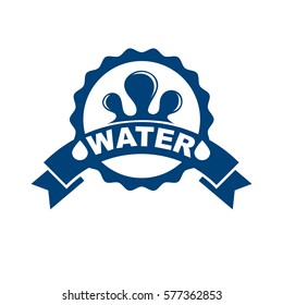 Blue logo . Label for mineral water. Aqua icon . Vector Illustration isolated on white background