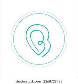 Blue logo of letter B. Letter B in the round frame. Vector illustration.