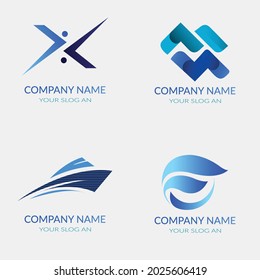 blue logo set vector ,logo collection for company