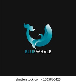 Blue logo sign in vector with whale figure drawn using golden ratio principle
