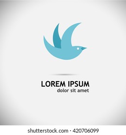 blue logo is a symbol of a bird. Vector
