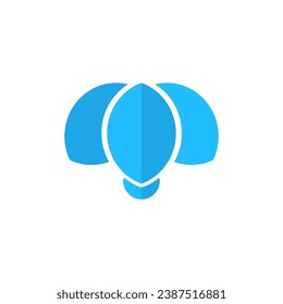 a blue logo with two leaves on it