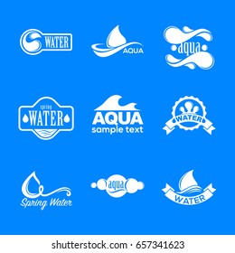 Blue logos set. Label for mineral water. Aqua icons collection.