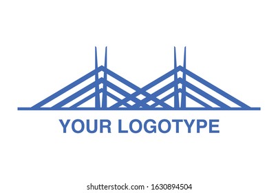 Blue logotype of bridge. Vladivostok  cable-stayed bridge. Chinese bridge.