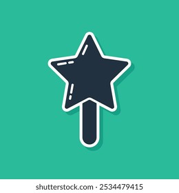 Blue Lollipop icon isolated on green background. Candy sign. Food, delicious symbol.  Vector