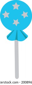 Blaue Lollipop-Vektorgrafik einzeln auf weißem Hintergrund. Yummy süß rosa Lollipop-Design.