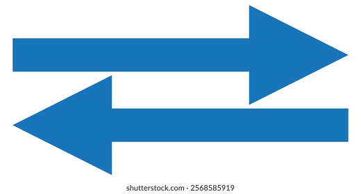 Blue long arrow pointing to the right. Straight long arrow icon, right thin line, blue cursor, horizontal element, thick pointer vector long arrow icon. Bold arrow icon .