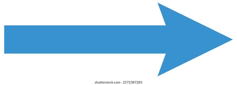 Blue long arrow pointing to the right. Blue long arrow vector. Flat style Arrow symbol. Blue long arrow icon vector illustration.