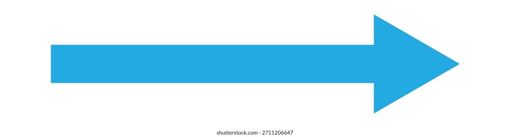  Flecha larga azul que apunta a la derecha. Icono de flecha azul. Flecha recta y larga apuntando. Icono de flecha larga azul Vector aislado sobre fondo blanco