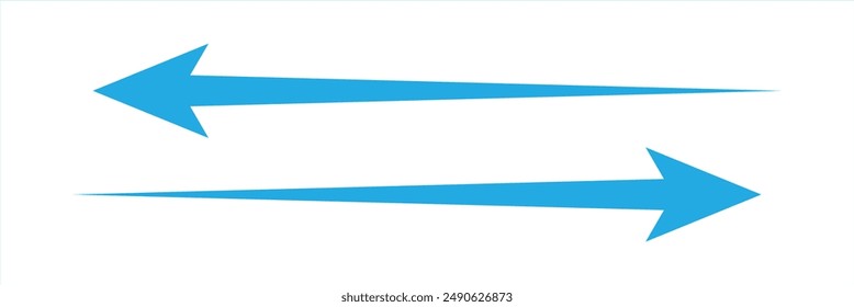 blue Long arrows icon set vector in trendy style . Long right and left arrows