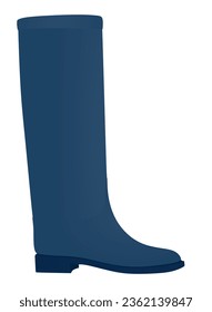 Blue  long boot. no high heels. vector illustration