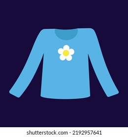 blue long with a flower in the middle