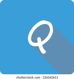 Blue Long Shadow Icon of the Letter Q