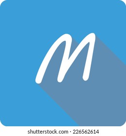 Blue Long Shadow Icon of the Letter M