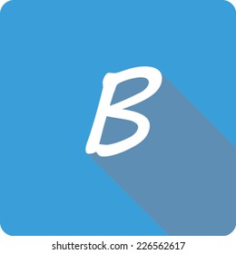 Blue Long Shadow Icon of the Letter B