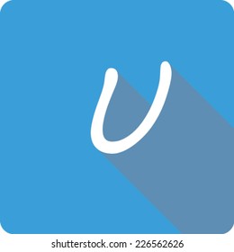 Blue Long Shadow Icon of the Letter U
