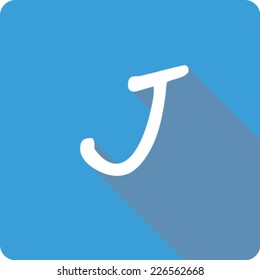 Blue Long Shadow Icon of the Letter J