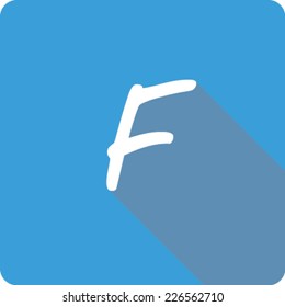 Blue Long Shadow Icon of the Letter F