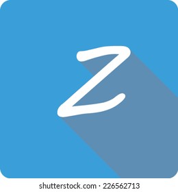 Blue Long Shadow Icon of the Letter Z