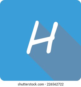 Blue Long Shadow Icon of the Letter H
