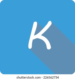 Blue Long Shadow Icon of the Letter K