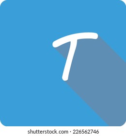 Blue Long Shadow Icon of the Letter T