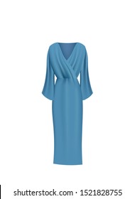 blue long silk dress