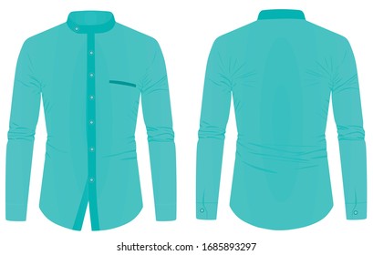 Blue long sleeve collared shirt. vector illustration