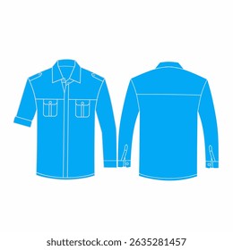blue long sleeve shirt vector with white background suitable for clothing design needs