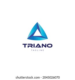 Plantilla de diseño de logotipo de triángulo de bucle azul