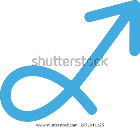 blue looping upward arrow icon, curved growth trajectory symbol pointing top right on white