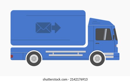 blue lorry delivery truck vector flat illustration