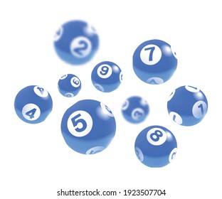 Blue Lottery Bingo Balls Isolated On White Background