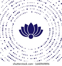 Blue Lotus flower icon isolated on white background. Abstract circle random dots. Vector Illustration