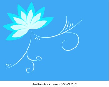 Blue lotus and swirls background