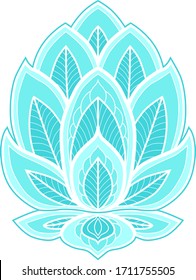  Blue lotus, the symbol of green Tara, Buddhism, Hinduism, for yoga and meditation.                              